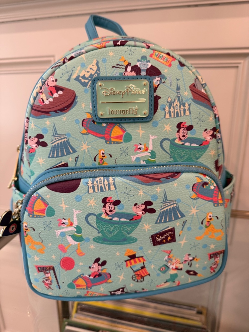 Loungefly “Play in the Parks” Mint Green Disney Parks Tea Cup Mini Backpack